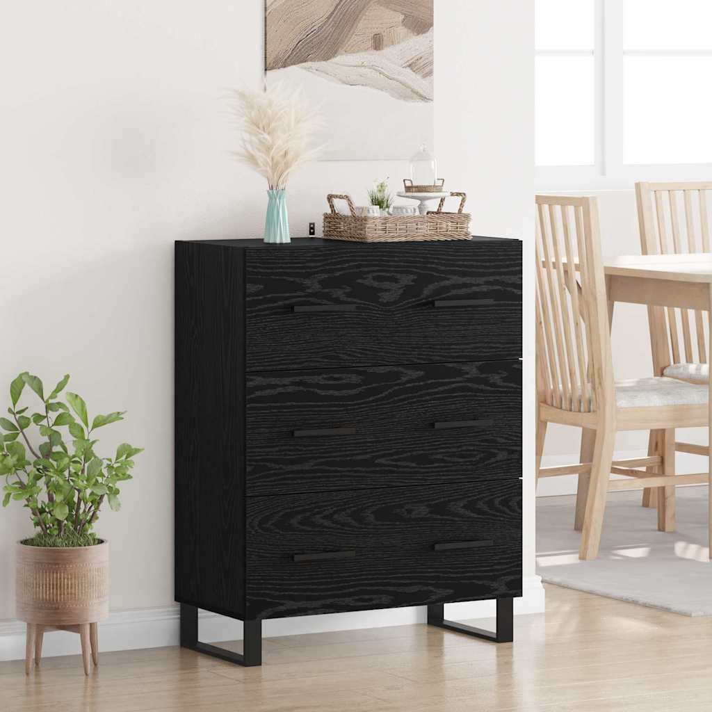 Sideboard Black Oak 69.5 x 34 x 90 cm Engineered Wood and Iron
