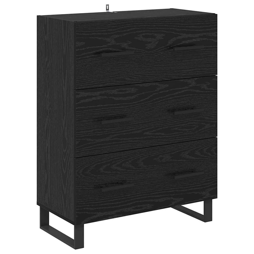 Sideboard Black Oak 69.5 x 34 x 90 cm Engineered Wood and Iron
