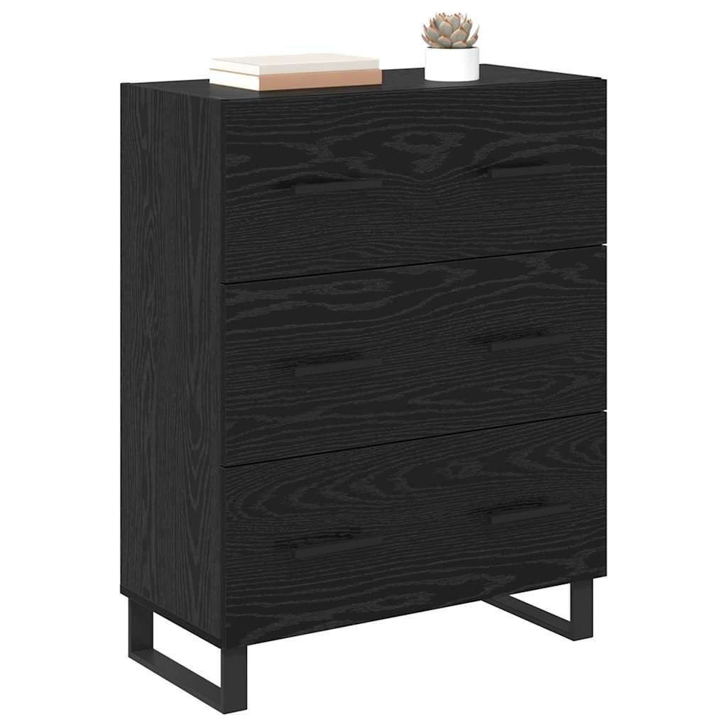 Sideboard Black Oak 69.5 x 34 x 90 cm Engineered Wood and Iron