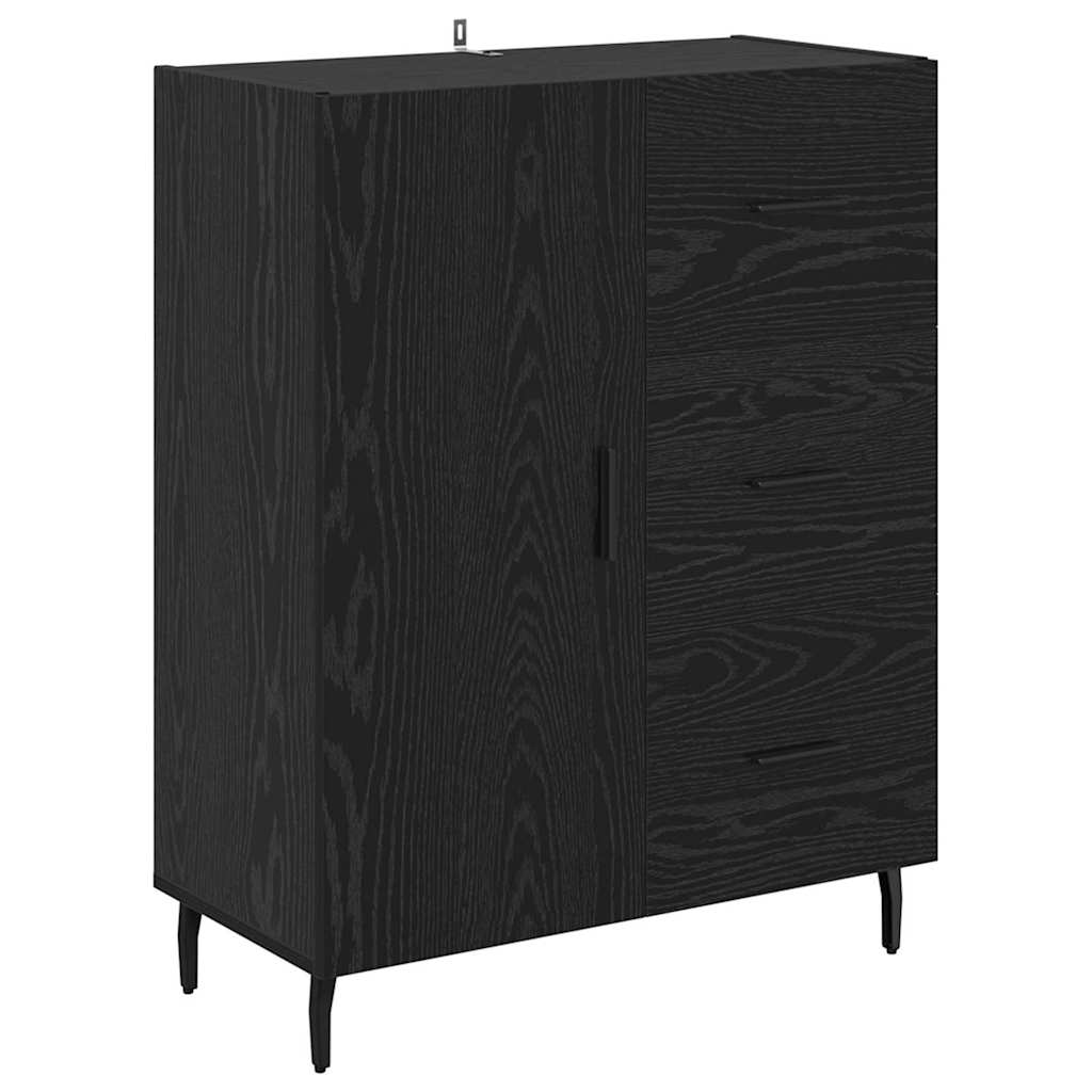 Sideboard Black Oak 69.5 x 34 x 90 cm Engineered Wood and Iron