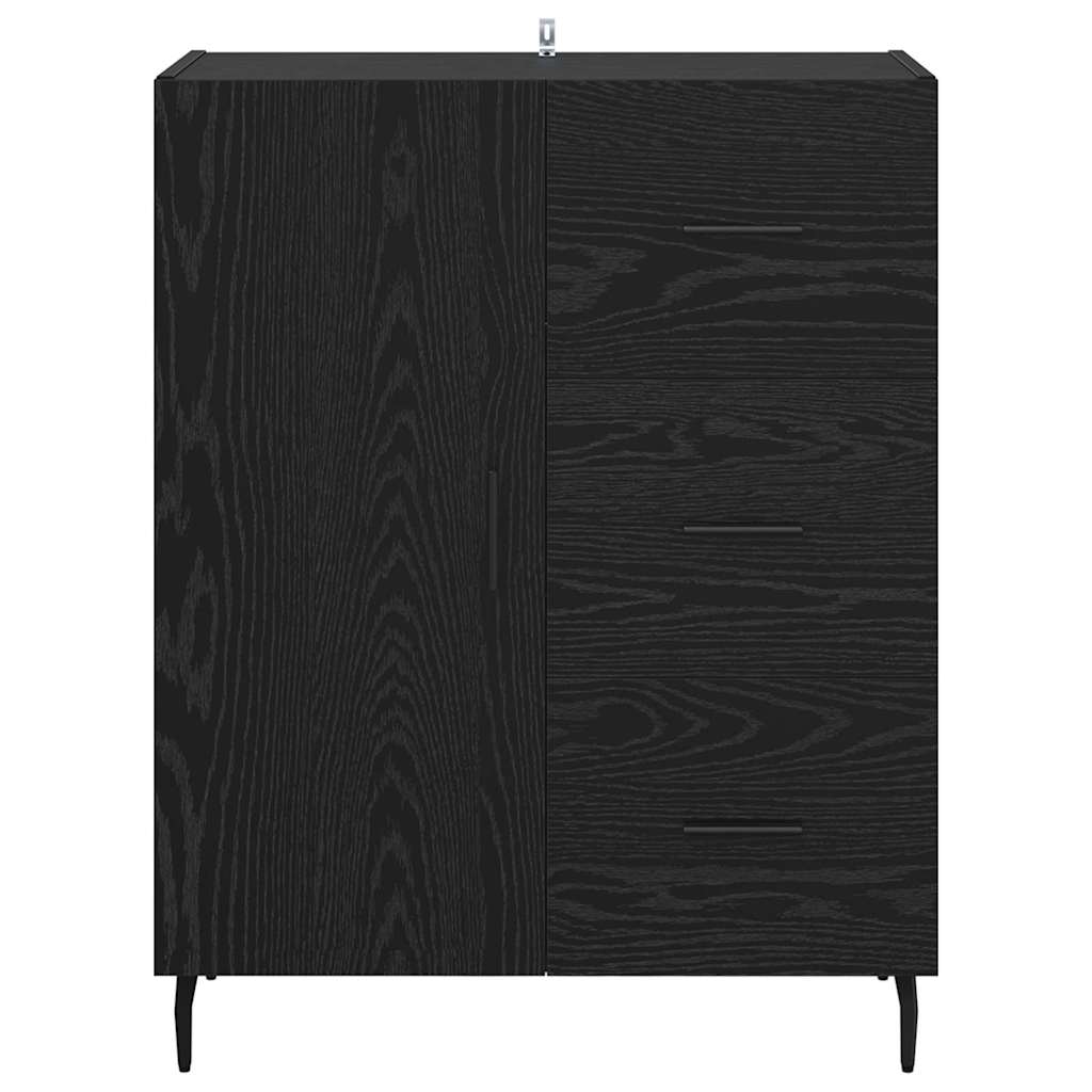 Sideboard Black Oak 69.5 x 34 x 90 cm Engineered Wood and Iron