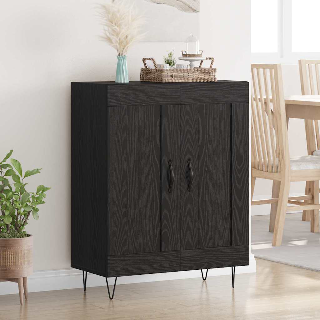 Sideboard Black Oak 69.5 x 34 x 90 cm Engineered Wood and Iron