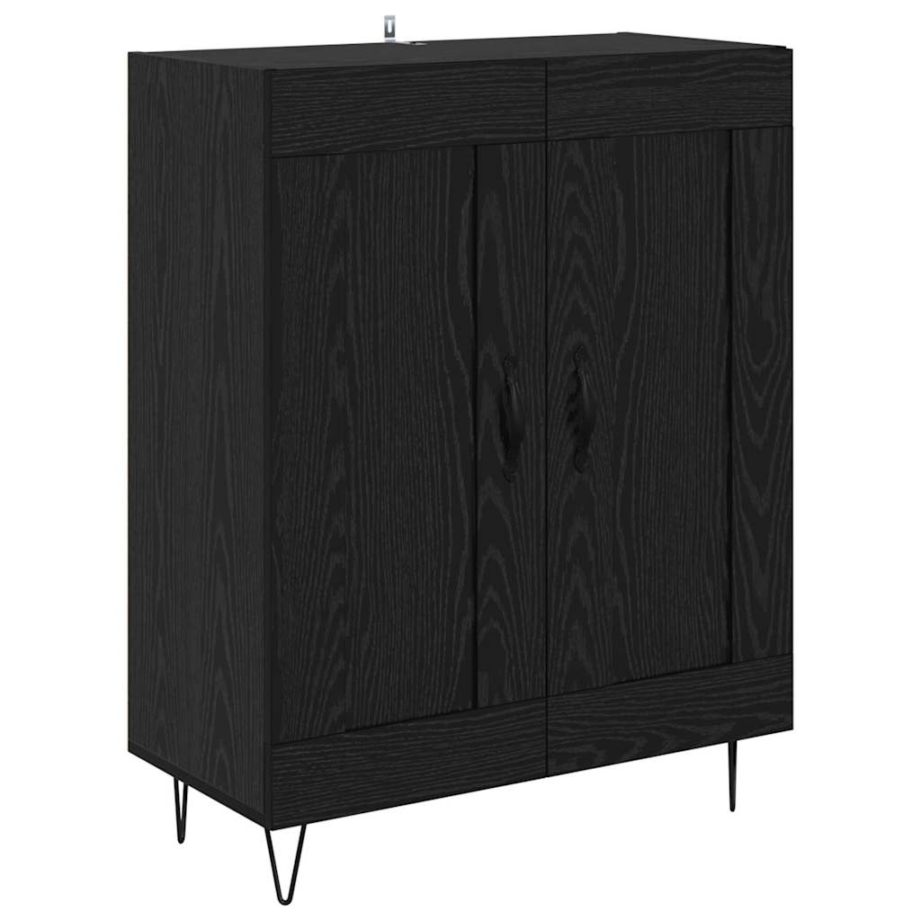 Sideboard Black Oak 69.5 x 34 x 90 cm Engineered Wood and Iron