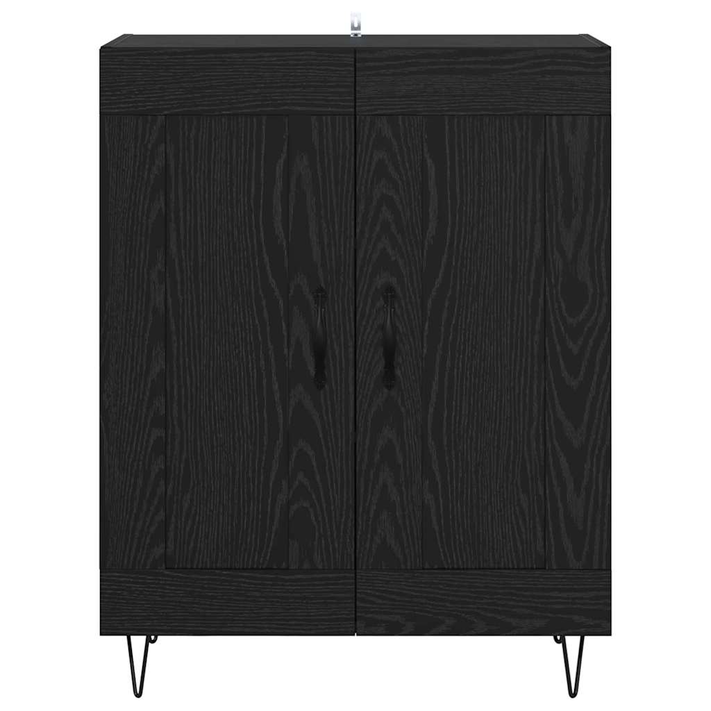 Sideboard Black Oak 69.5 x 34 x 90 cm Engineered Wood and Iron
