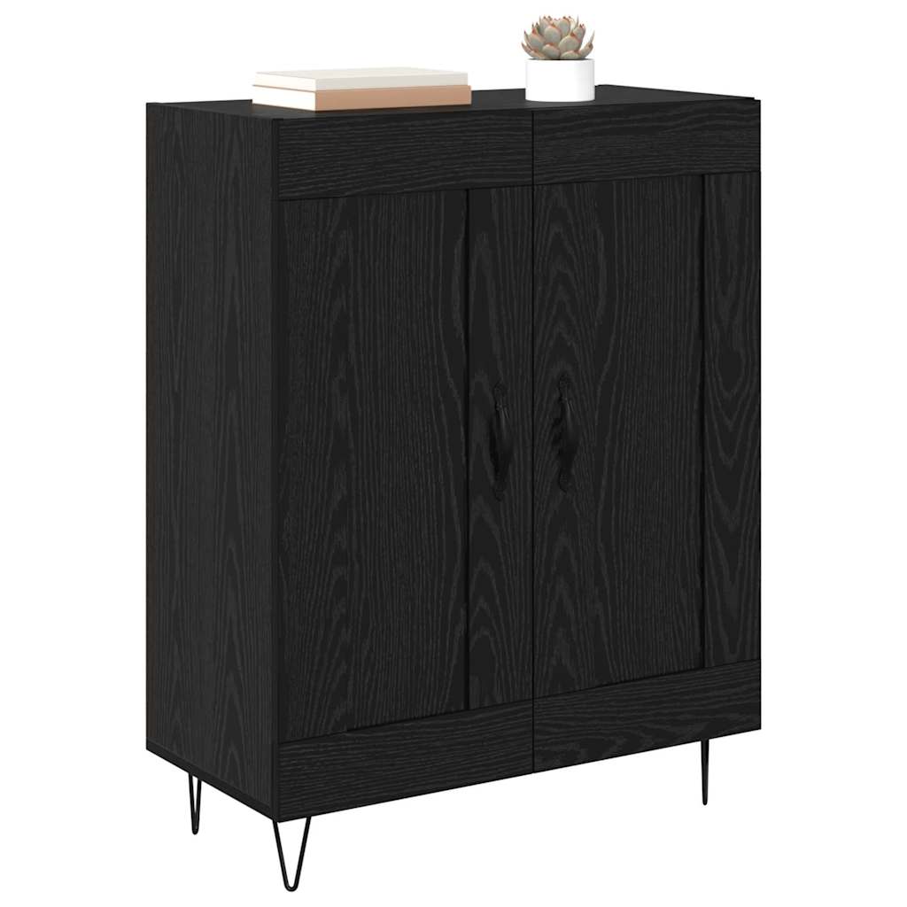 Sideboard Black Oak 69.5 x 34 x 90 cm Engineered Wood and Iron