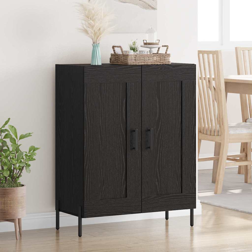 Sideboard Black Oak 69.5 x 34 x 90 cm Engineered Wood and Iron