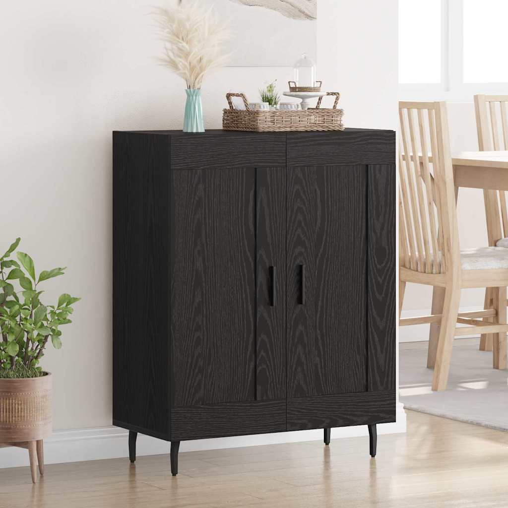 Sideboard Black Oak 69.5 x 34 x 90 cm Engineered Wood and Iron