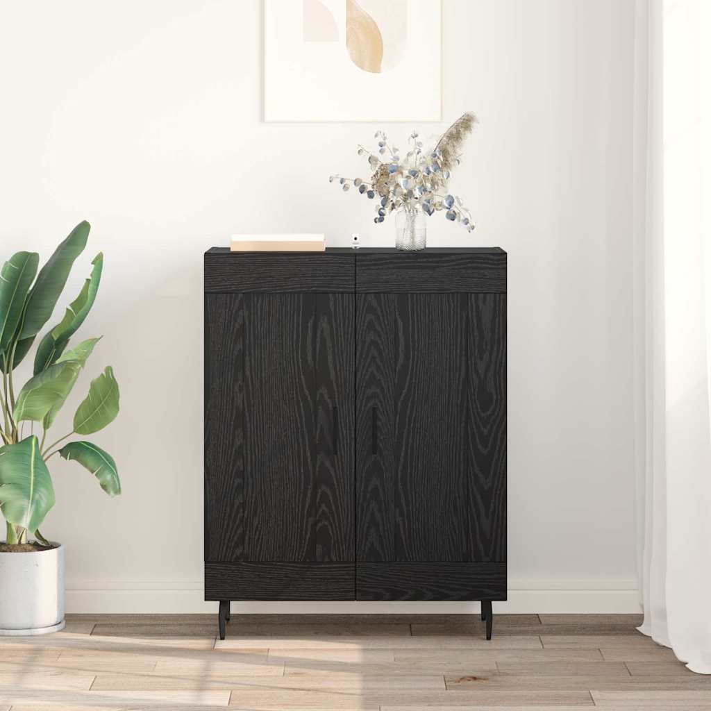 Sideboard Black Oak 69.5 x 34 x 90 cm Engineered Wood and Iron