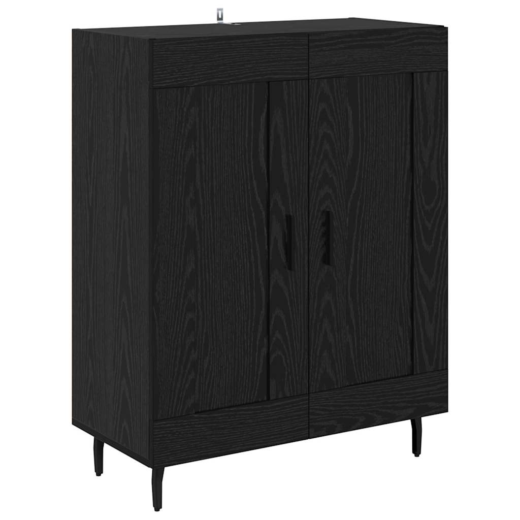 Sideboard Black Oak 69.5 x 34 x 90 cm Engineered Wood and Iron
