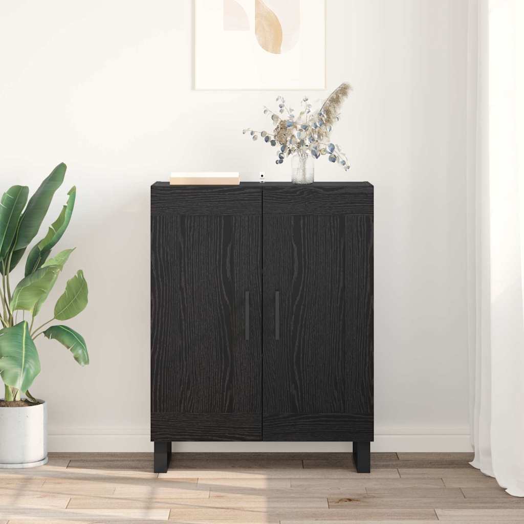 Sideboard Black Oak 69.5 x 34 x 90 cm Engineered Wood and Iron