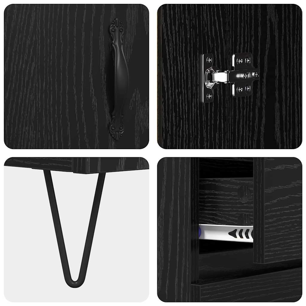 Sideboard Black oak 69.5 x 34 x 90 cm Engineered wood