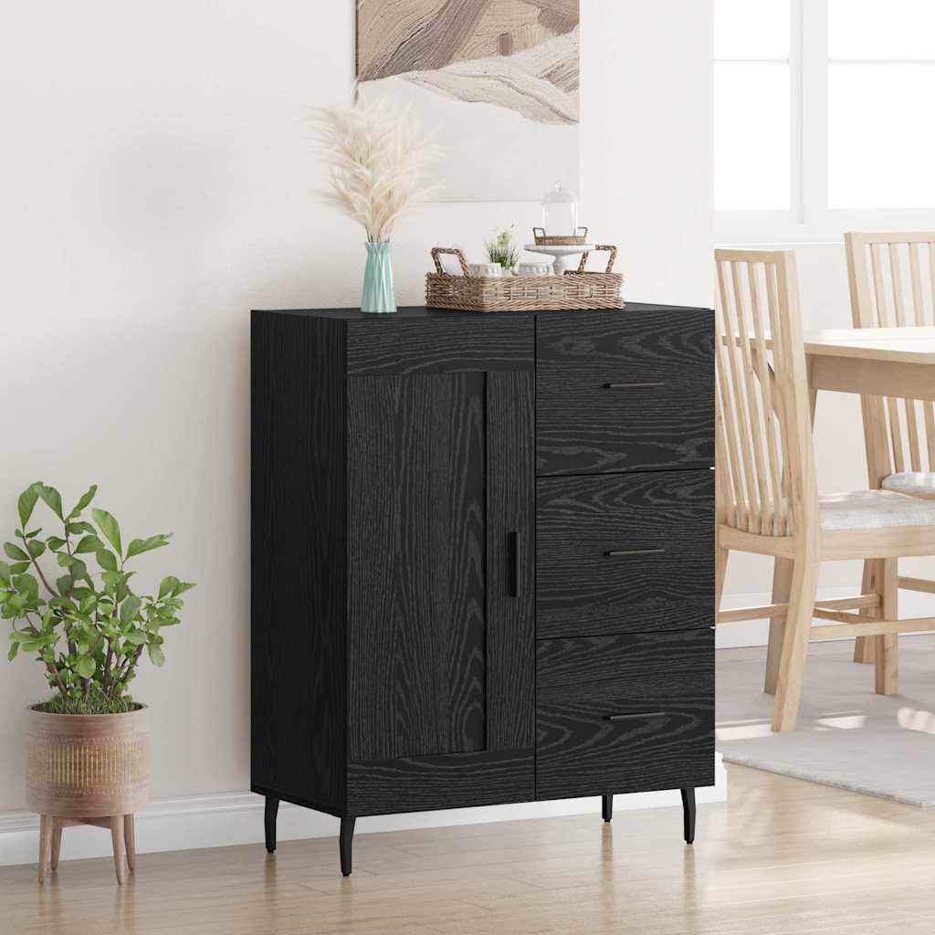 Sideboard Black Oak 69.5 x 34 x 90 cm Engineered Wood and Iron