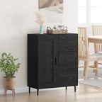 Sideboard Black Oak 69.5 x 34 x 90 cm Engineered Wood and Iron