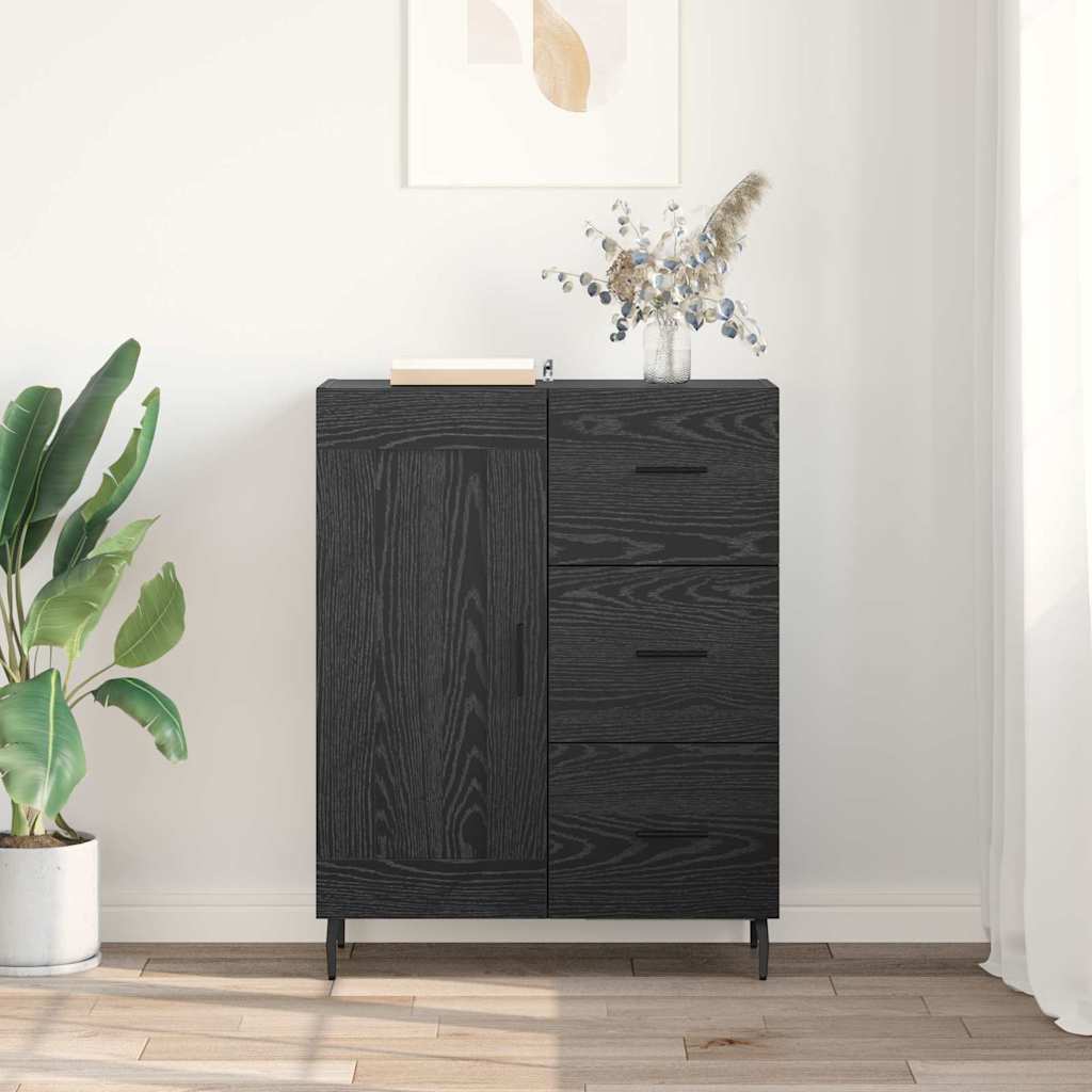 Sideboard Black Oak 69.5 x 34 x 90 cm Engineered Wood and Iron