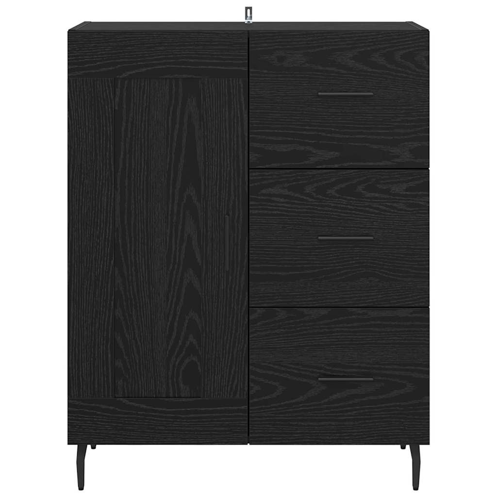 Sideboard Black Oak 69.5 x 34 x 90 cm Engineered Wood and Iron