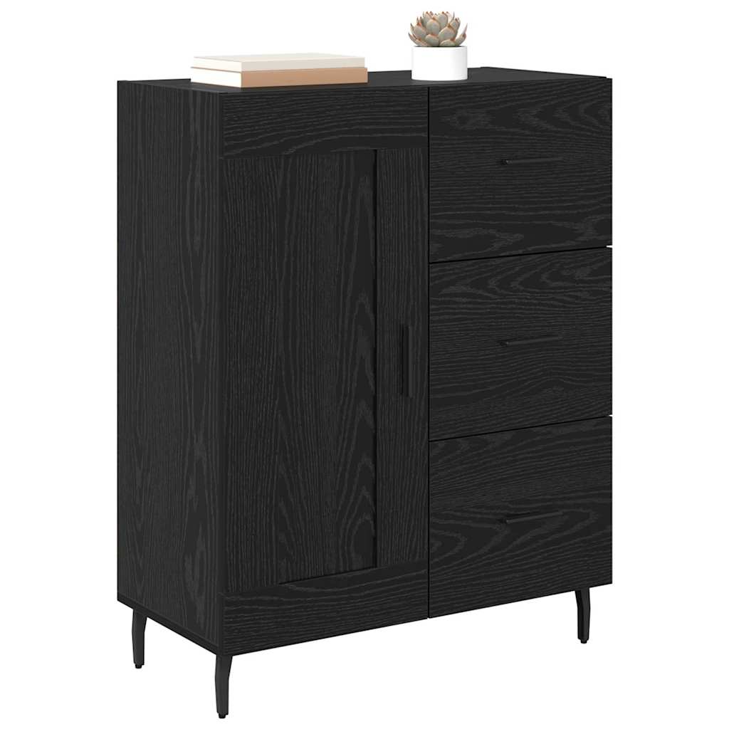 Sideboard Black Oak 69.5 x 34 x 90 cm Engineered Wood and Iron