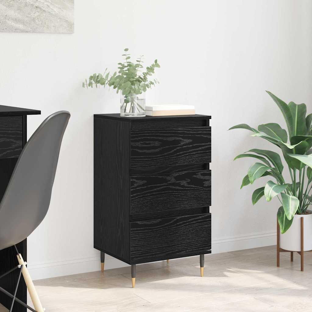 Sideboard with Drawer Black oak 35 x 40 x 70 cm Engineered wood