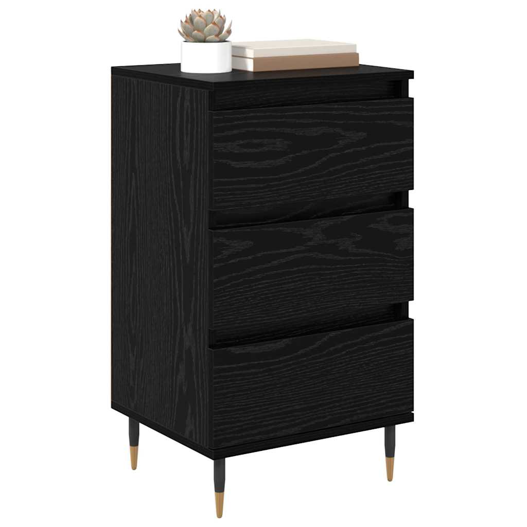 Sideboard with Drawer Black oak 35 x 40 x 70 cm Engineered wood