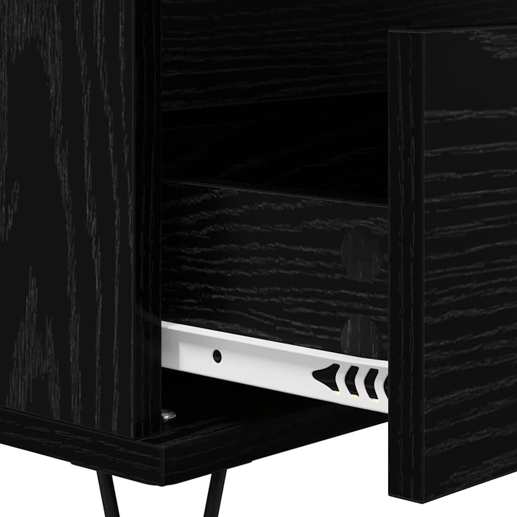 Sideboard Black Oak 40 x 35 x 70 cm Engineered Wood and Iron