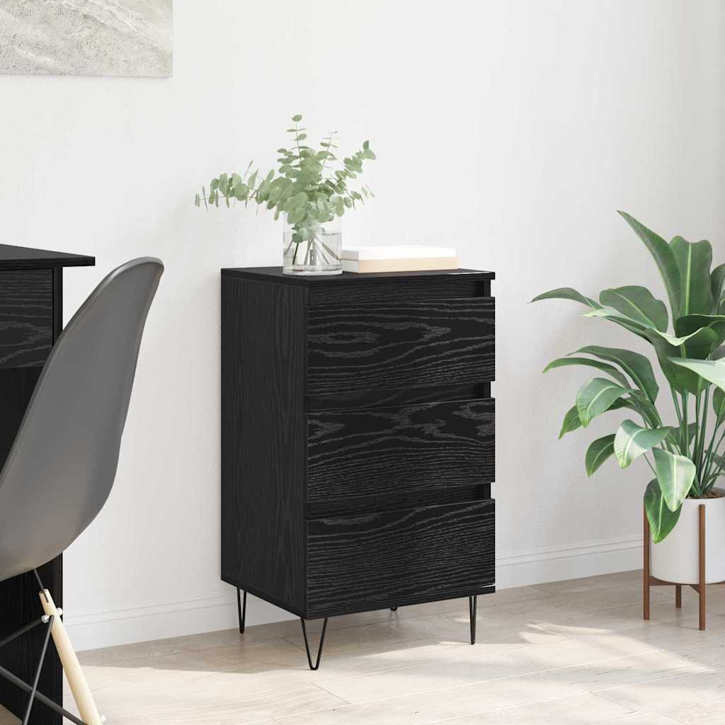 Sideboard Black Oak 40 x 35 x 70 cm Engineered Wood and Iron