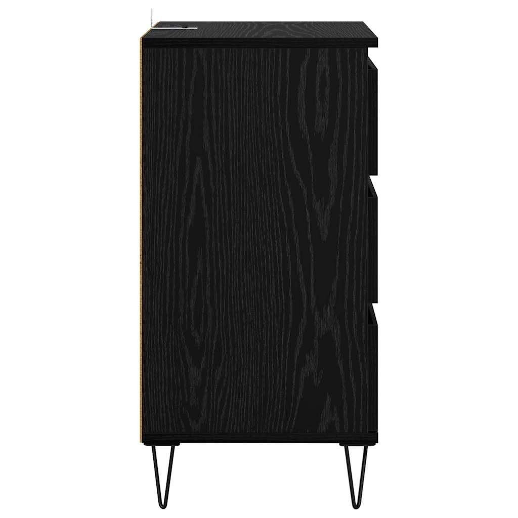 Sideboard Black Oak 40 x 35 x 70 cm Engineered Wood and Iron