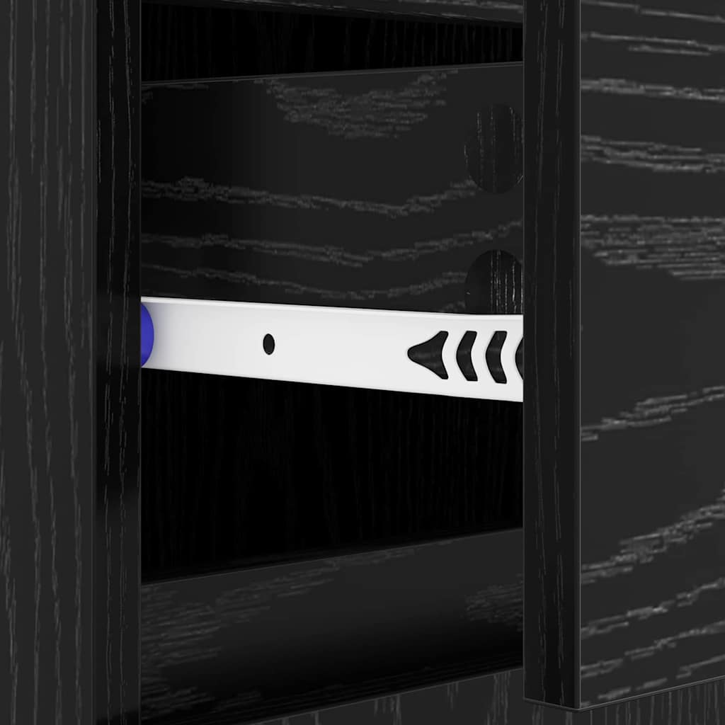 Sideboard Black Oak 60 x 35 x 70 cm Engineered Wood and Iron