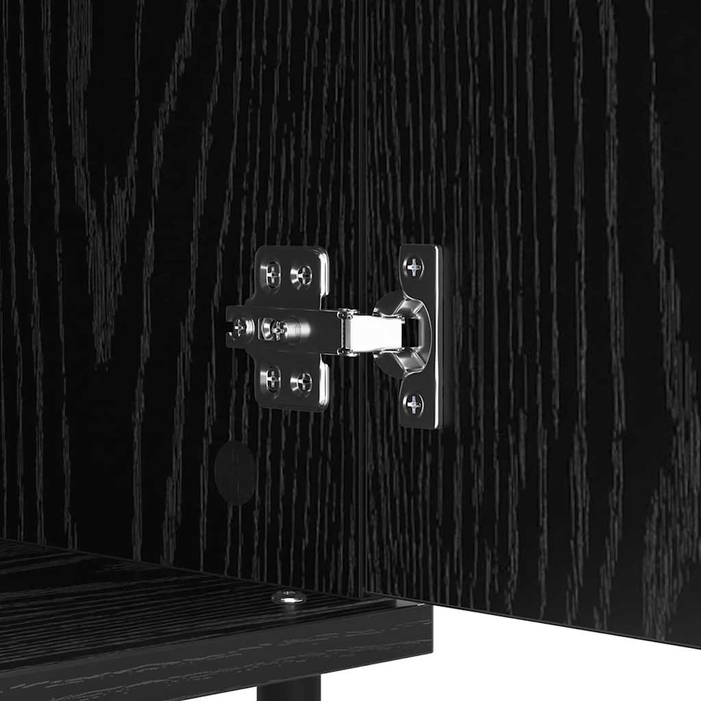 Sideboard Black Oak 60 x 35 x 70 cm Engineered Wood and Iron