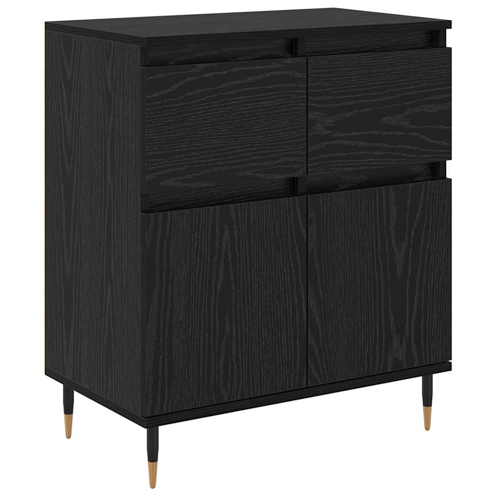Sideboard Black Oak 60 x 35 x 70 cm Engineered Wood and Iron