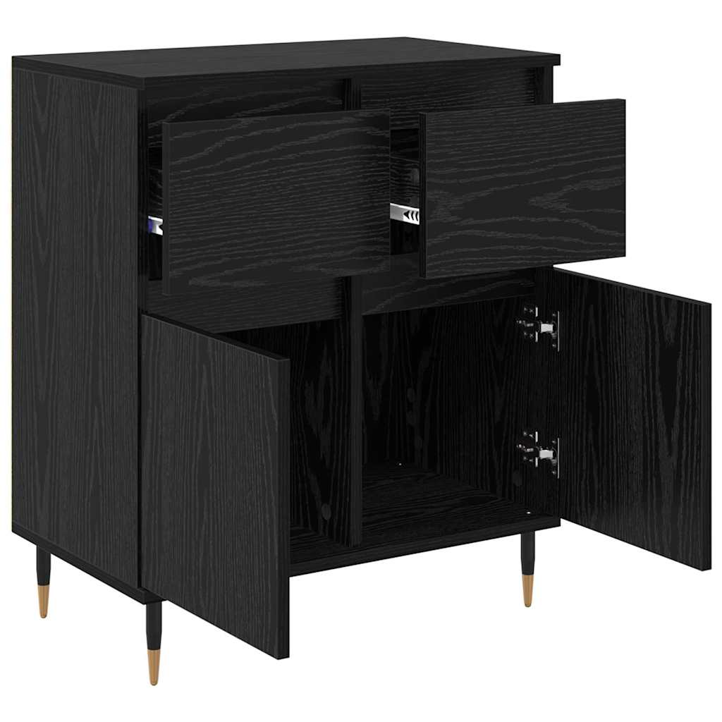 Sideboard Black Oak 60 x 35 x 70 cm Engineered Wood and Iron