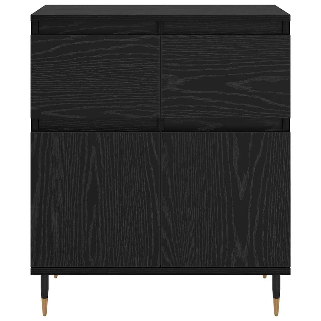 Sideboard Black Oak 60 x 35 x 70 cm Engineered Wood and Iron