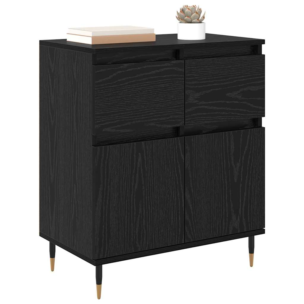 Sideboard Black Oak 60 x 35 x 70 cm Engineered Wood and Iron