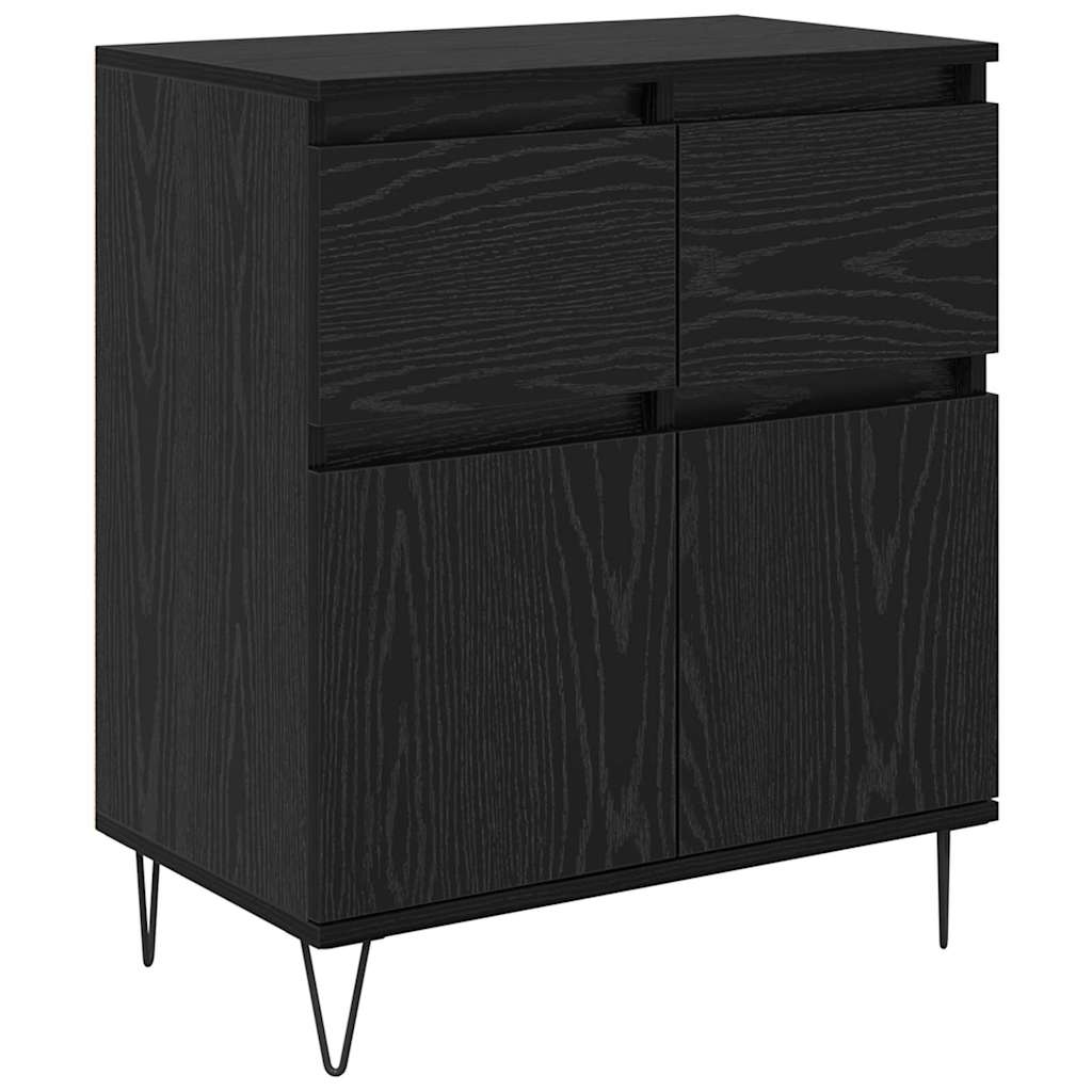 Sideboard Black Oak 60 x 35 x 70 cm Engineered Wood and Iron
