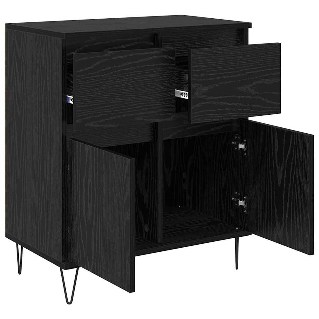 Sideboard Black Oak 60 x 35 x 70 cm Engineered Wood and Iron