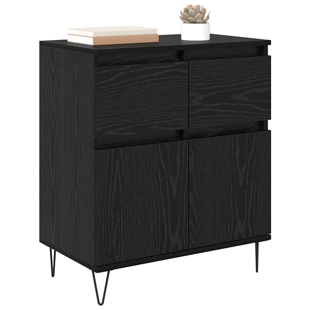 Sideboard Black Oak 60 x 35 x 70 cm Engineered Wood and Iron