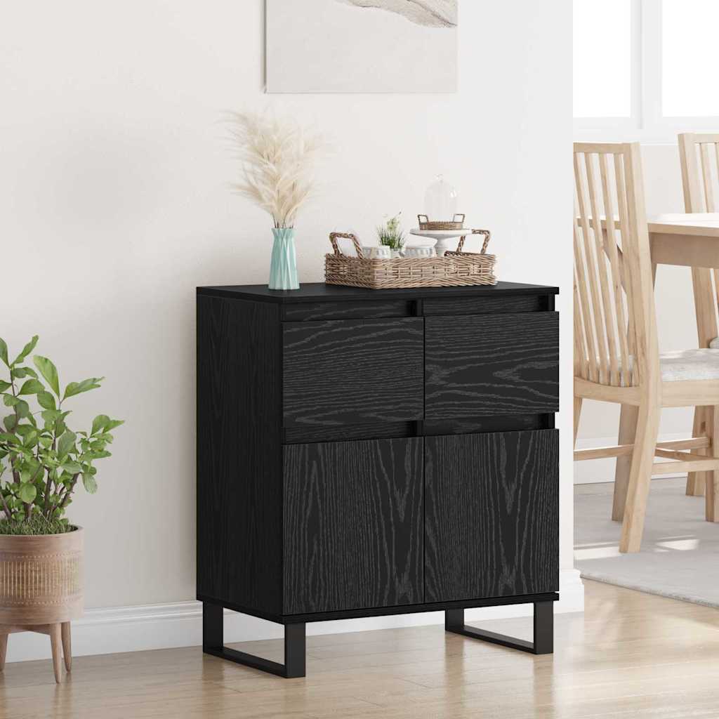 Sideboard Black Oak 60 x 35 x 70 cm Engineered Wood and Iron