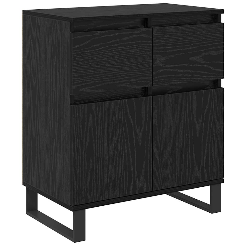 Sideboard Black Oak 60 x 35 x 70 cm Engineered Wood and Iron