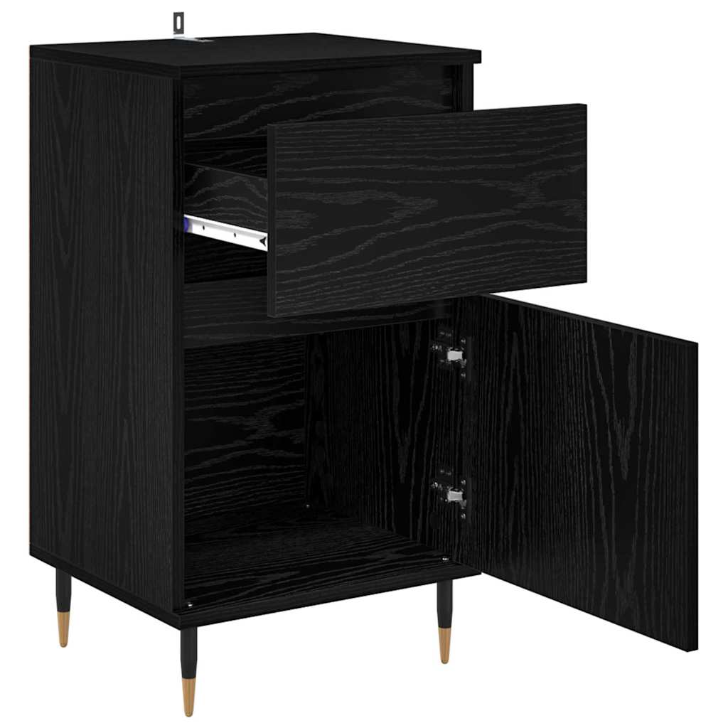 Sideboard Black Oak 40 x 35 x 70 cm Engineered Wood and Iron