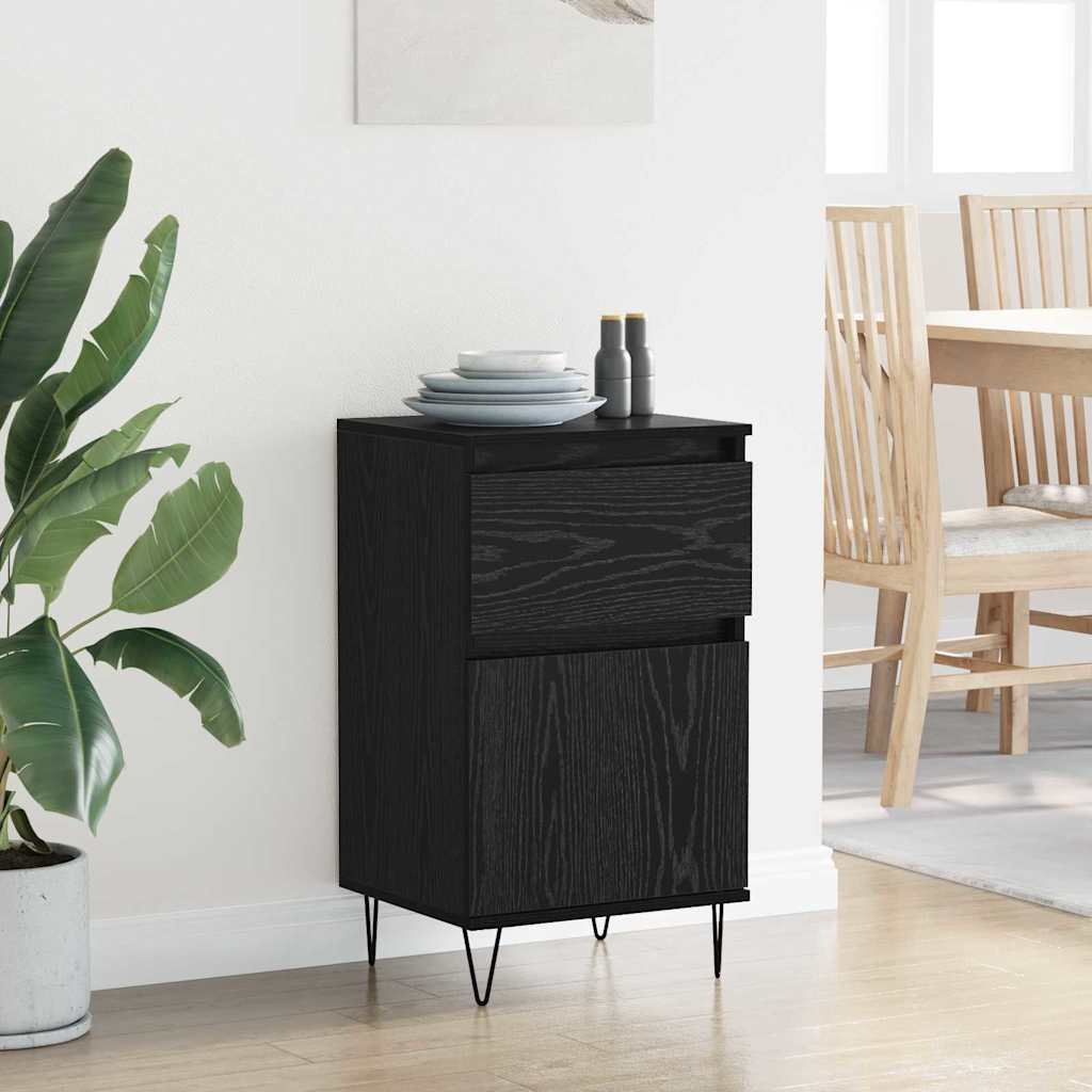 Sideboard with Drawer Black oak 35 x 40 x 70 cm Engineered wood