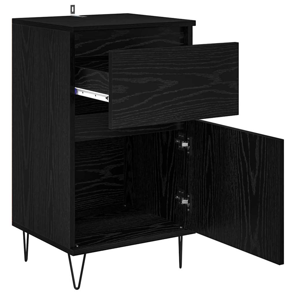 Sideboard with Drawer Black oak 35 x 40 x 70 cm Engineered wood