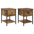 Bedside Table 2 pcs Old Wood 34 x 35.5 x 45 cm Engineered Wood