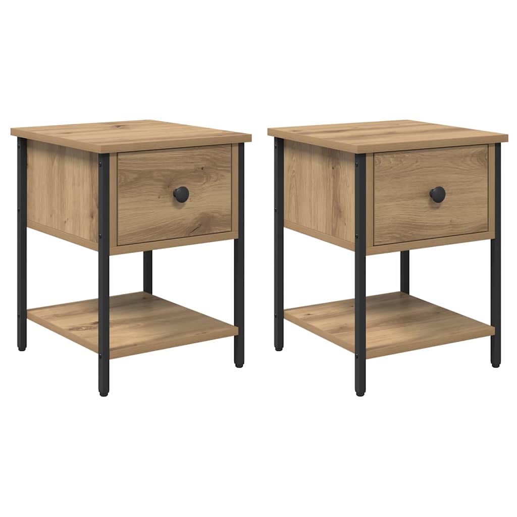 Bedside Table with Drawer 2 pcs Artisan Oak 34 x 35.5 x 45 cm