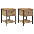 Bedside Table with Drawer 2 pcs Artisan Oak 34 x 35.5 x 45 cm