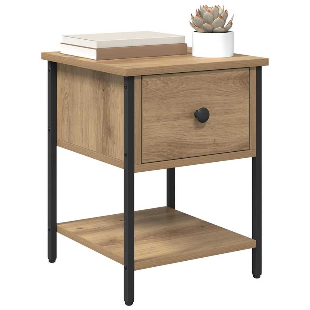Bedside Table with Drawer 2 pcs Artisan Oak 34 x 35.5 x 45 cm
