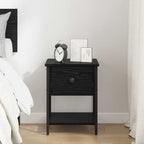 Bedside Table Black Oak 34 x 35.5 x 45 cm Engineered Wood