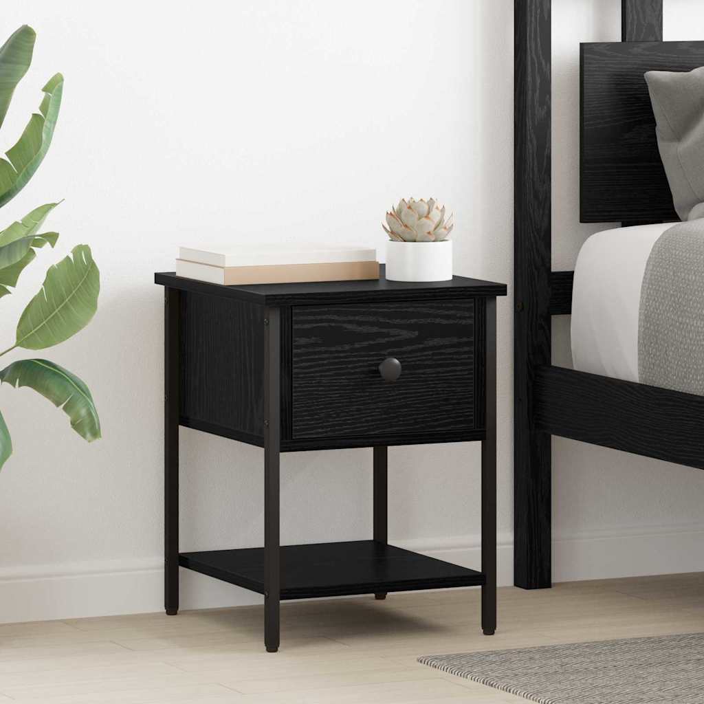 Bedside Table 2 pcs Black Oak 34 x 35.5 x 45 cm Engineered Wood