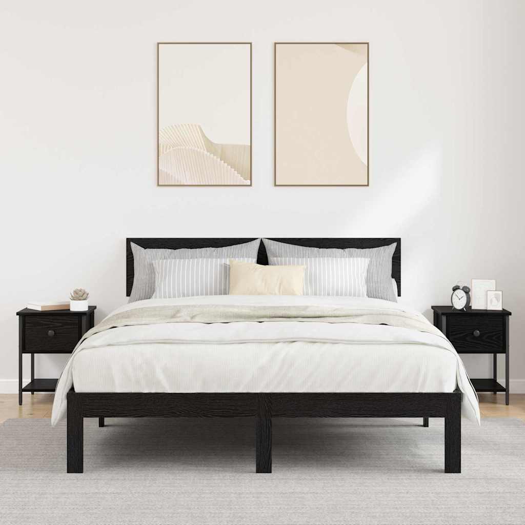 Bedside Table 2 pcs Black Oak 34 x 35.5 x 45 cm Engineered Wood