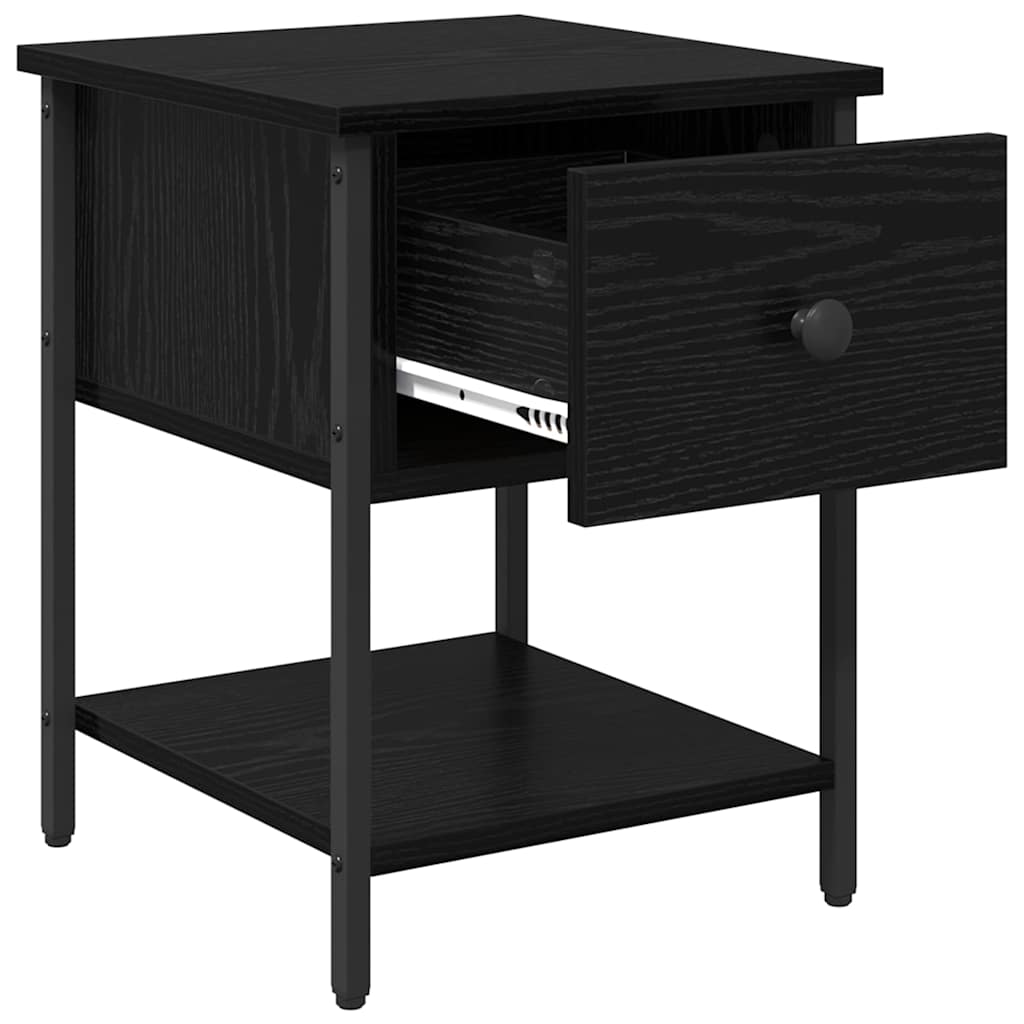 Bedside Table 2 pcs Black Oak 34 x 35.5 x 45 cm Engineered Wood