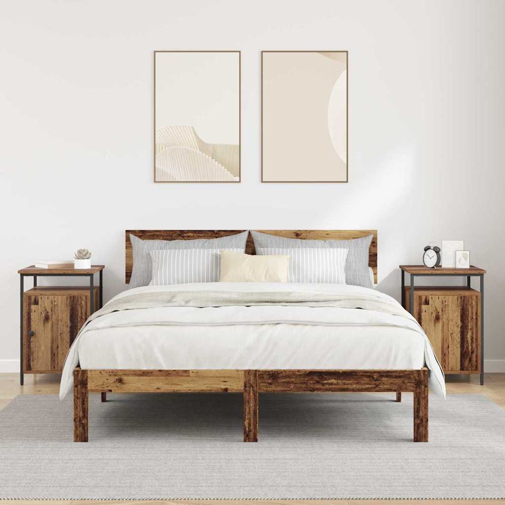 Bedside Cabinet 2 pcs Old Wood 40 x 42 x 60cm Engineered Wood