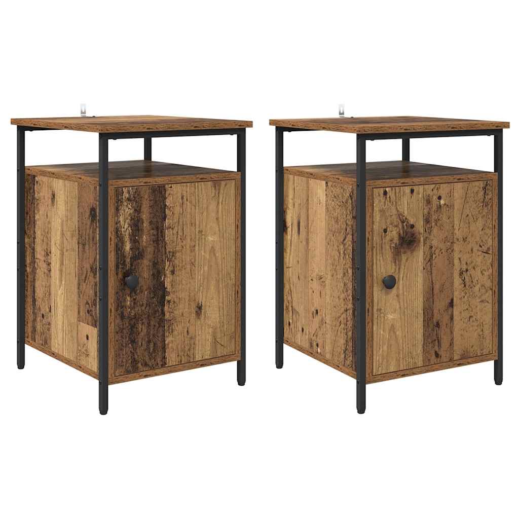 Bedside Cabinet 2 pcs Old Wood 40 x 42 x 60cm Engineered Wood