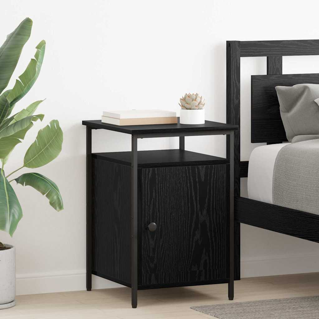 Bedside Cabinet Black Oak 40 x 42 x 60cm Engineered Wood